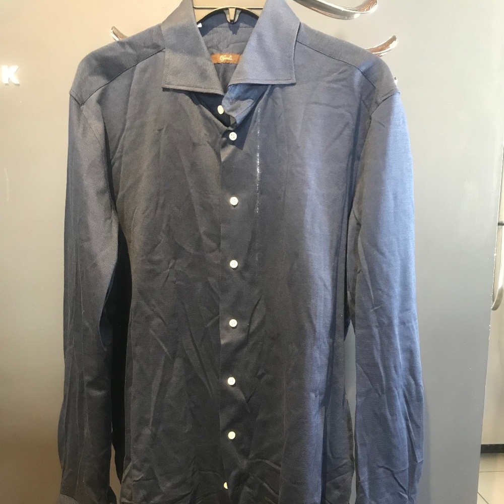 Cifonelli Men's Button Down Navy Shirt